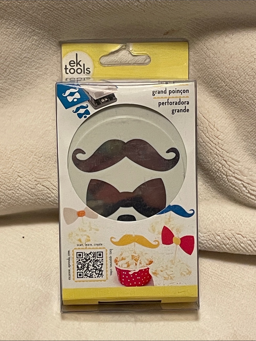Large Mustache Punch - White and Yellow